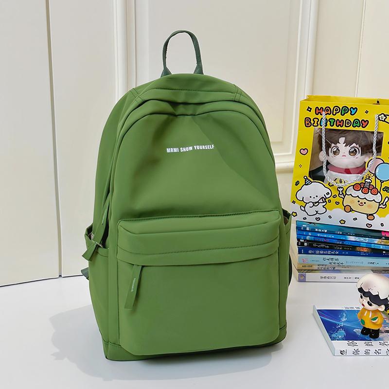 Middle School Student Schoolbag Women's Solid Color Letter Printed Backpack College Style Large Capacity Backpack