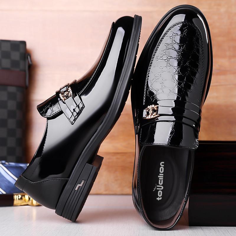 Lederschuhe Herren Weiches Leder Formelle Kleidung Atmungsaktiv Glänzend Business Freizeit Jugend Britische Hochzeit Helle Lederschuhe