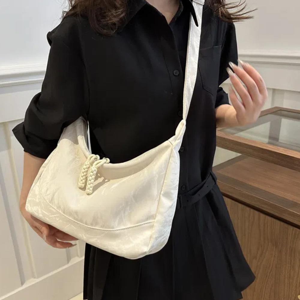 Soft Texture Crossbody Bag Korean Style PU Leather Handbag All-Match Solid Color Tote Bag  School
