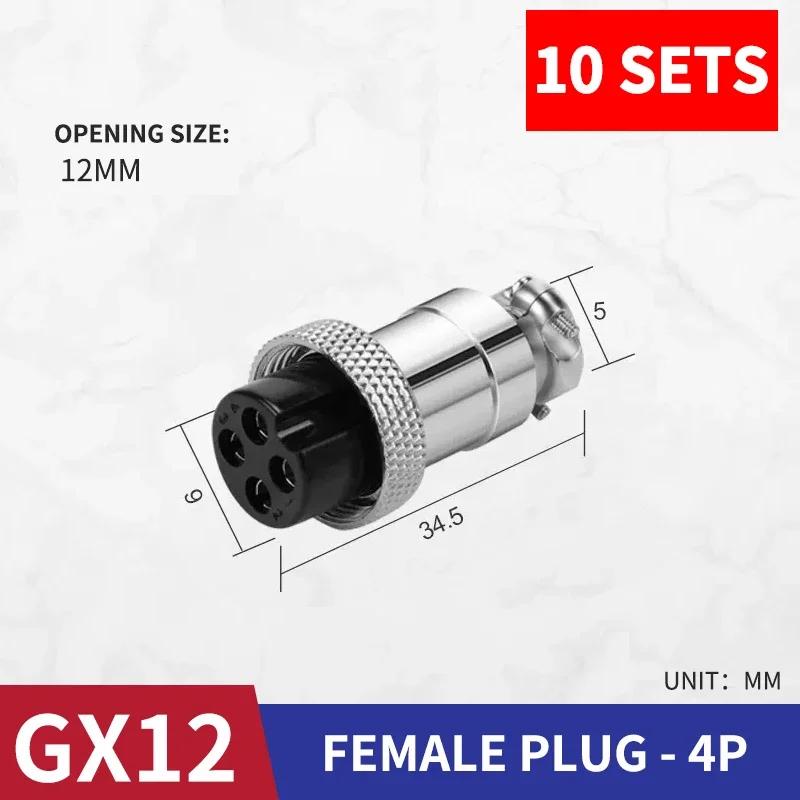 10Sets GX12 Aviation Electrical Connector 2 3 4 5 6 7 Pin Male Female Circular Air Socket Plug Panel Mount Wire Connector