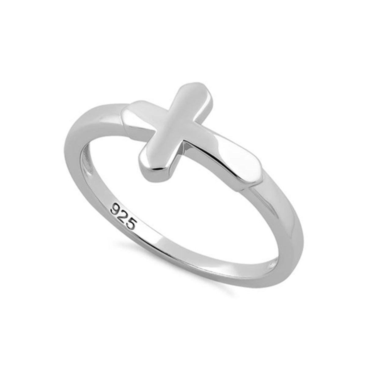 

925 Sterling Silver Sideways Cross Women Ring 6 білий
