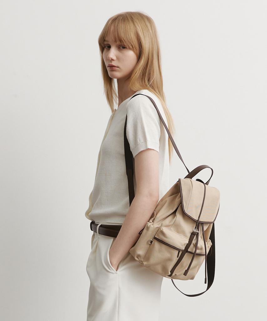 Artid Linea Double Pocket Canvas Backpack_Beige