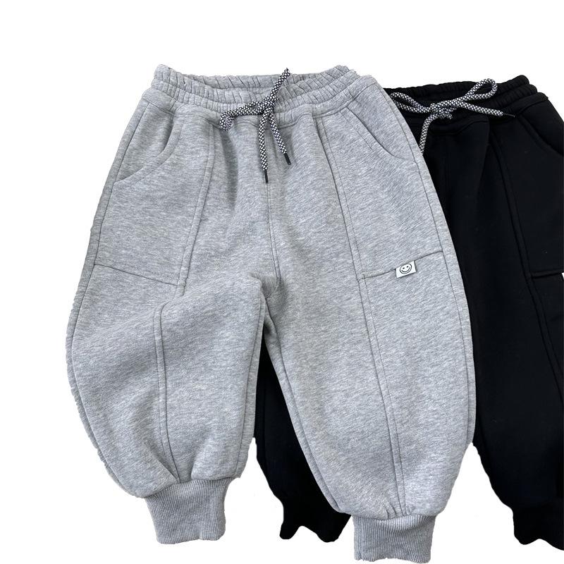 Boy's Fleece-Lined One-Piece Casual Warm Sweatpants for Fall & Winter - Stylish and Thickened Sports Pants