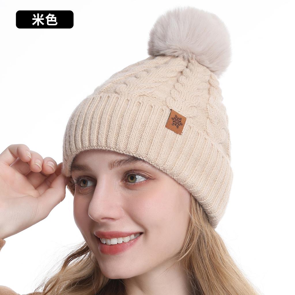 Winter Knitted Hat, Gloves, Hat, Scarf Three-piece Set, Winter Women's Outdoor Riding Double-layer Knitted Scarf
