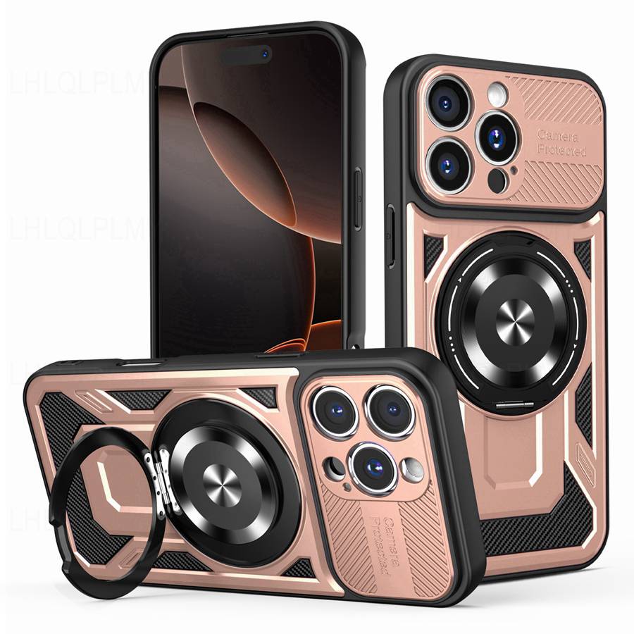 Luxusní Nárazuvzdorné Brnění Magnetický Kryt na Telefon Pro Motorola Moto G84 G54 G34 5G G24 Apple iPhone 15 16 Pro OPPO Reno 13 Realme 14 S Kovovým Kroužkovým Krytem