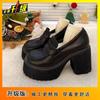 Increase British Style High Heel Thick Heel Women's Single Shoes Women's Outer Wear 2025 Spring and Summer Fashion Platform French Retro Single Shoes