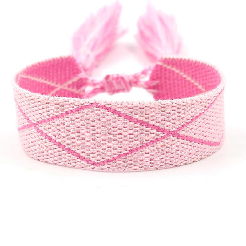 Ethnic Style Woven Bracelet with Embroidered Tassels - D Family DIY Promotion Wristband