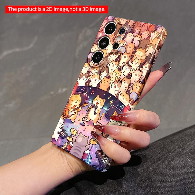 2DFlat Samsung phone case Cats Rock Concert Stage Phone Case Applicable to Galaxy S23 S24 S25ULTRA S26 A12 A14 A15 A16 A54 A55