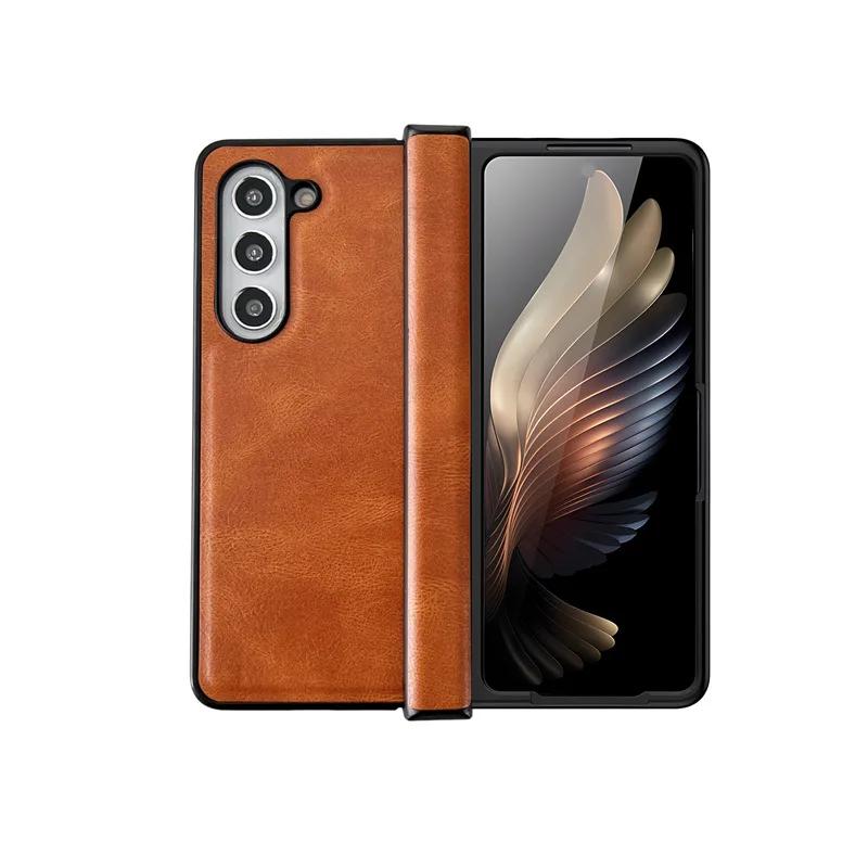 Matte Luxury Soft Leather Folding Hingle Shockproof Protection for Samsung Galaxy Z Fold 6 5 4 3 Case Back Cover Phone Accessory