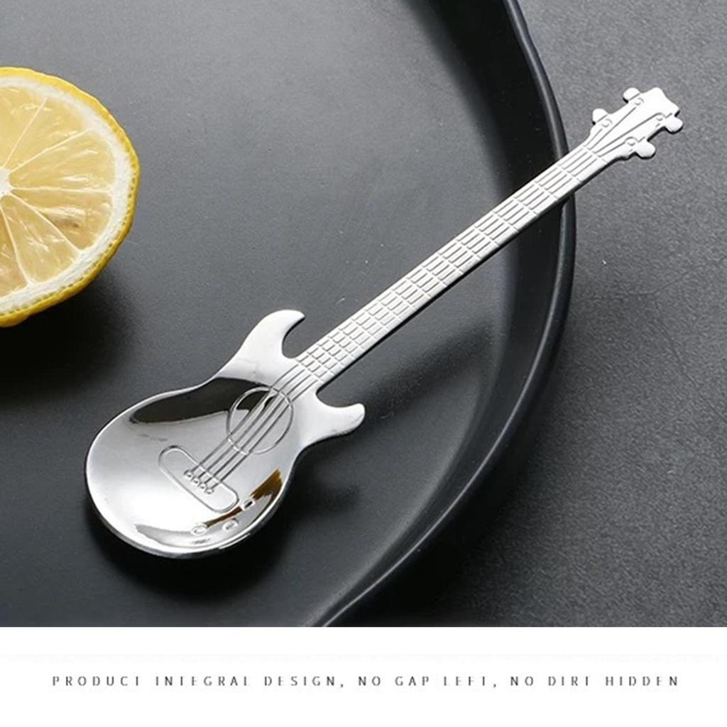 Colorful Guitar Tea Spoon Creative Mixing Spoons Stainless Steel Drinking Spoon Easy To Clean Cute Stirring Spoon For Ice Cream