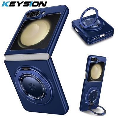 KEYSION Θήκη για MagSafe για Samsung Z Flip 6 5 5G Σκληρό Πλαστικό Μαγνητικός Δακτύλιος Σταντ Κάλυμμα Πίσω Μέρους Τηλεφώνου για Galaxy Z Flip 5 6 5G