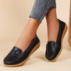 Women's Flower Decor Flat Loafers, Casual Solid Color Slip On Shoes, Lightweight & Comfortable Shoes