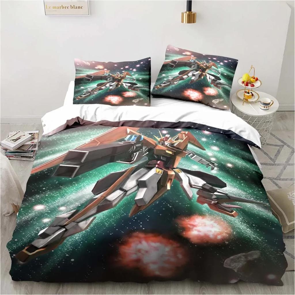 3D Printer Soldier Cartoon Pattern Three-piece Set, Delicate Quilt Cover Pillow Case, Housewares Set, Beautiful Gift Household