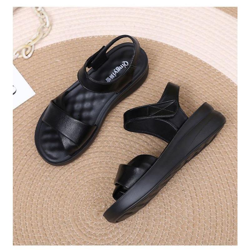 

Summer Shoes, Women s Shoes, Thick-soled Wedge Heels, One-button Open-toe Fashionable Sandals 35 чёрный