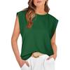 Women's Round Neck Sleeveless Cap Shoulder Loose Fit Elegant Commute Tank Top Solid Color Casual Tee