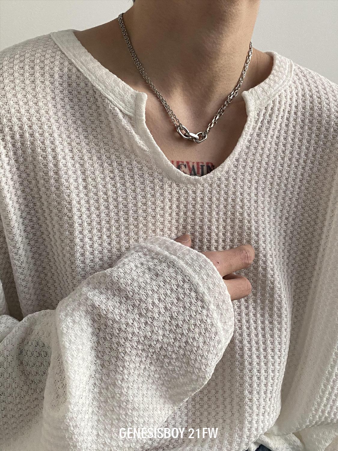 

Men s 2023 Long Sleeve Trendy White Loose T-shirt - Solid Color National Tide Style L