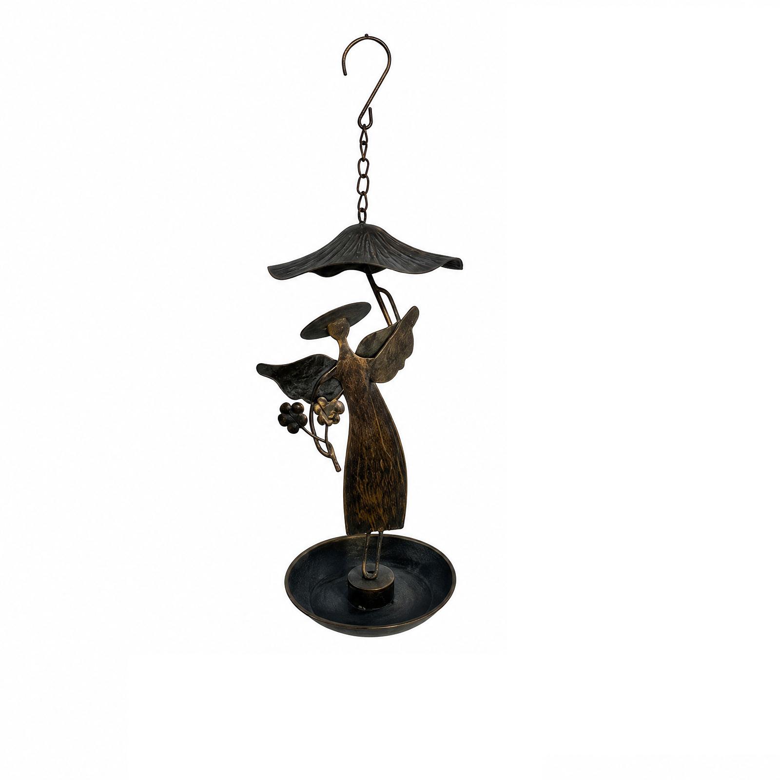 Portable Hanging Bird Feeder Practical Garden Decorative Outdoor Metal Small Bird Feeder with Hook and Chain for Easy Installation one size