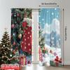 2pcs 2D flat printing Christmas Curtains Christmas Stocking Gifts Snow Polyester Without Electricity Spring Use for Classroom