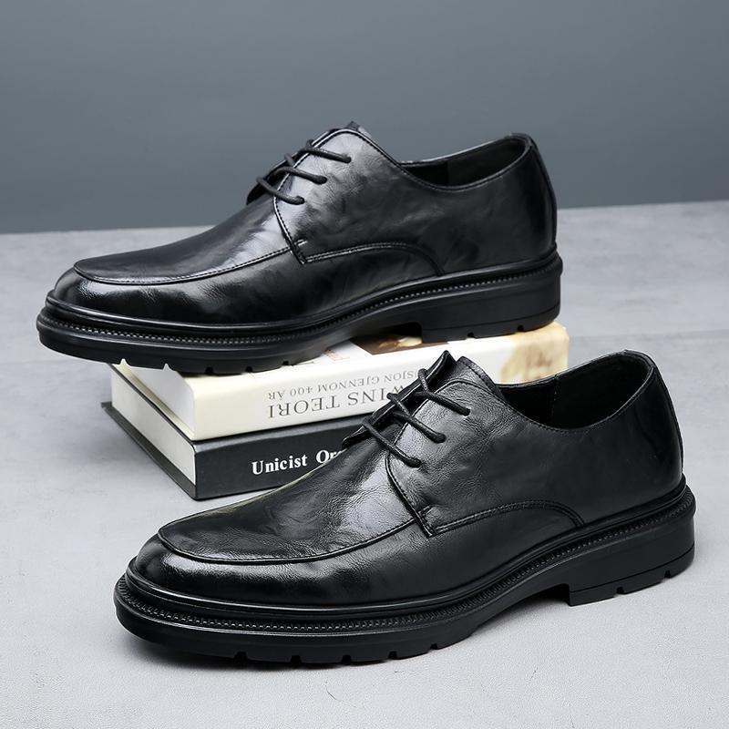 Men Formal Shoes Lace Up Oxfords Leather Fashion Trends Groom Wedding Shoes Men Outdoor Business Dating Party Office Oxford Shoe