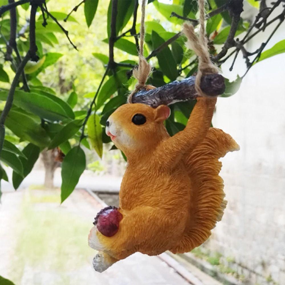 Cute Squirrel Statue Pendant Cartoon Miniatures Figurine Crafts Animal Sculpture  Outdoor