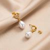 Drop Earrings with Knot Teardrop Pearl, 18K Gold Plated Stainless Steel Dangle Jewelry, Waterproof Anti-Tarnish Party Gift
