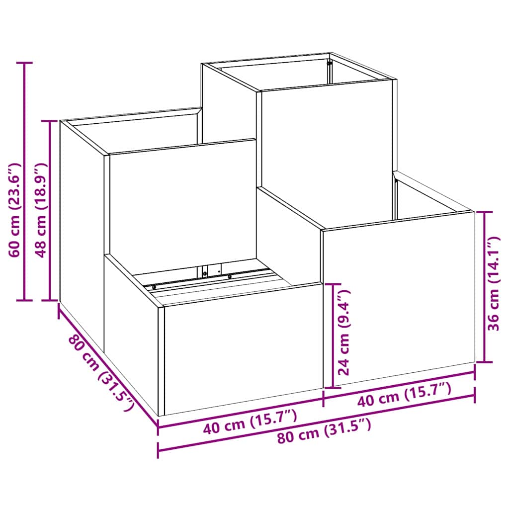 Garden Planter Silver 80 X 80 X 60 Cm Galvanized Steel