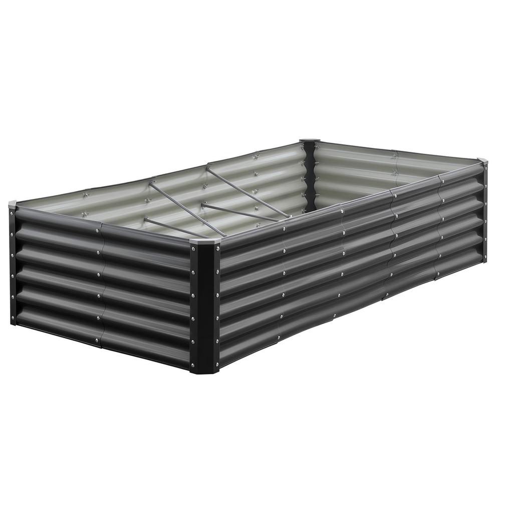 VEVOR Metal Raised Garden Bed, 1.8 x 0.9 x 0.4 m Outdoor Galvanized Planter Garden Box, Open Bottom Design