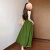 2026 Summer French Green Sleeveless Children's Beach Resort Long Dress