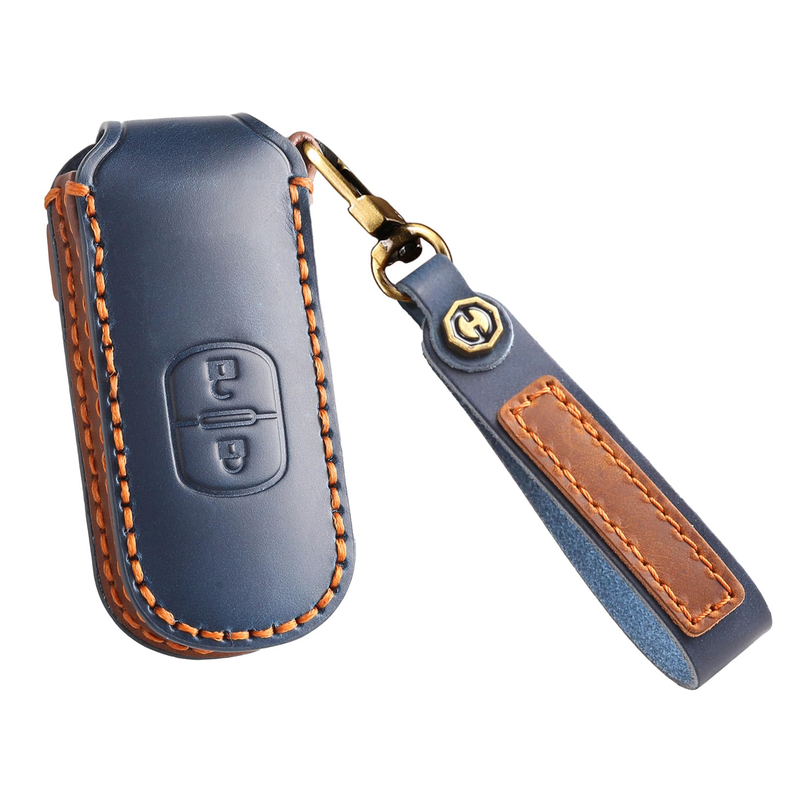 

[KUNIO] Mazda Exclusive Key Case, Keychain, Custom Made Handsewn Leather, Demio Axela, Atenza Roadster, синій