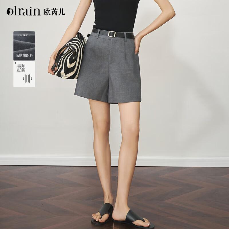 

Olrain Women s High-Waisted Grey Suit Shorts M