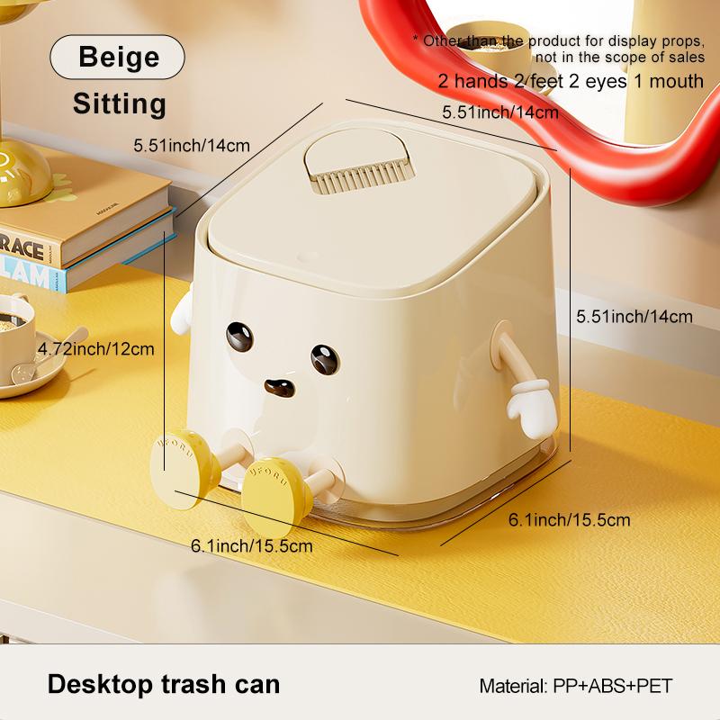 Desktop Trash Can Advanced Sense Pressing Spring Lid Paper Basket Large Capacity Waterproof Office Garbage Can With Lid