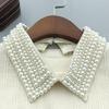 Elegant Pearls Beaded Bib Faux Collar Half Shirt for Women Lapel False Collar Detachable Collar Neckline Choker Necklace