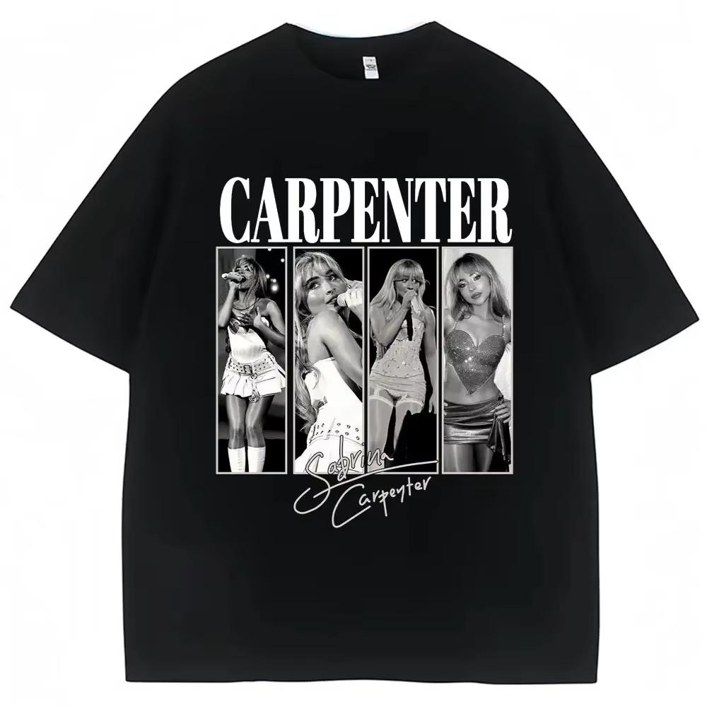 Sabrina Carpenter Vintage Style Poster Print T-shirt Unisex Women Fashion Cotton Summer Tees Oversized Harajuku Streetwear Y2k Tops