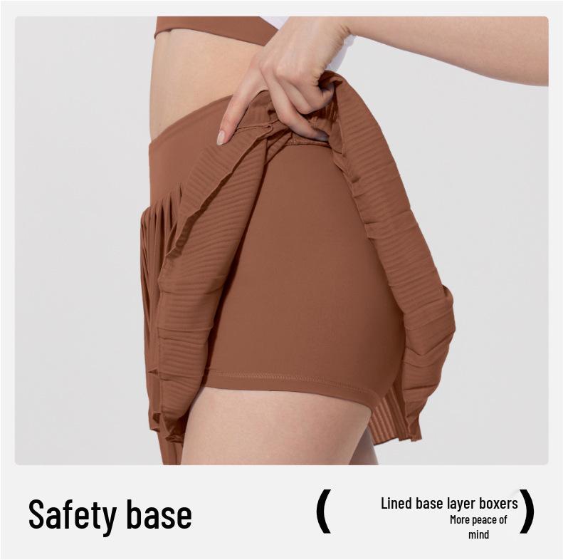 Nude Antibacterial Pleated Yoga & Running Skirt with Lining