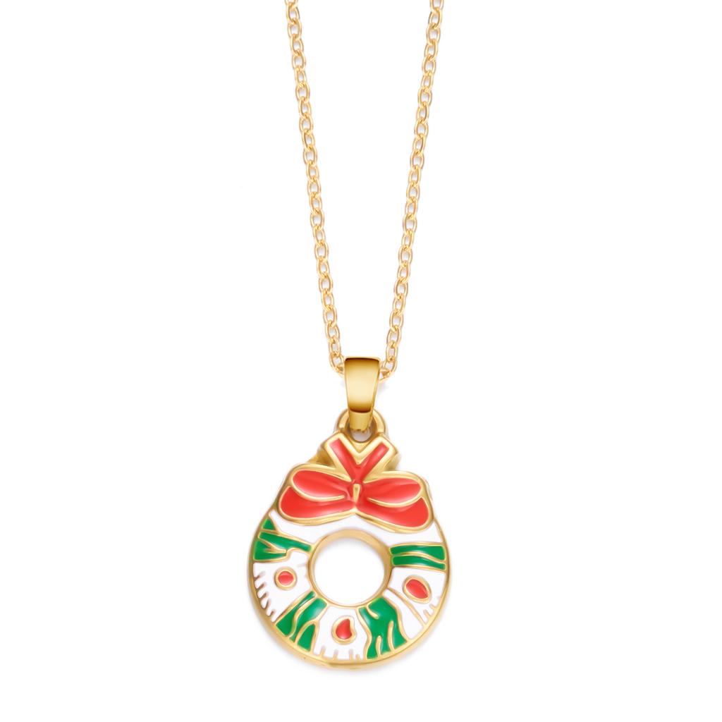Stainless Steel Christmas Tree Pendant Necklaces for Women Colorful Snowflake Santa Candy Cane Necklaces Waterproof Jewelry