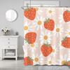 1pc Strawberry Print Waterproof Shower Partition Privacy Hanging Curtain with 12 Hooks, Multiple Sizes, Machine Washable