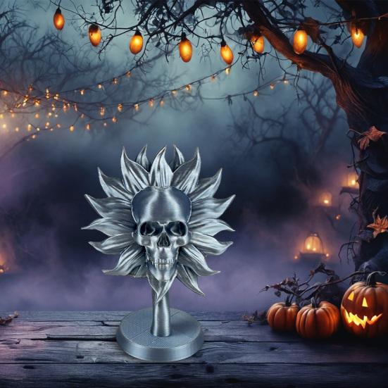 Skull Stand Sunflower-Themed Figurine 3D Printed Naughty Skeleton Potted Tables Shelves Vibrant Tabletop Decor