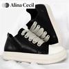 Herren Damen Plateau Sneaker Schwarzes Leder Reißverschluss Schnürung Freizeit Schuhe Dicke Sohle Sneaker Große Größe Chaussure Femme 2025