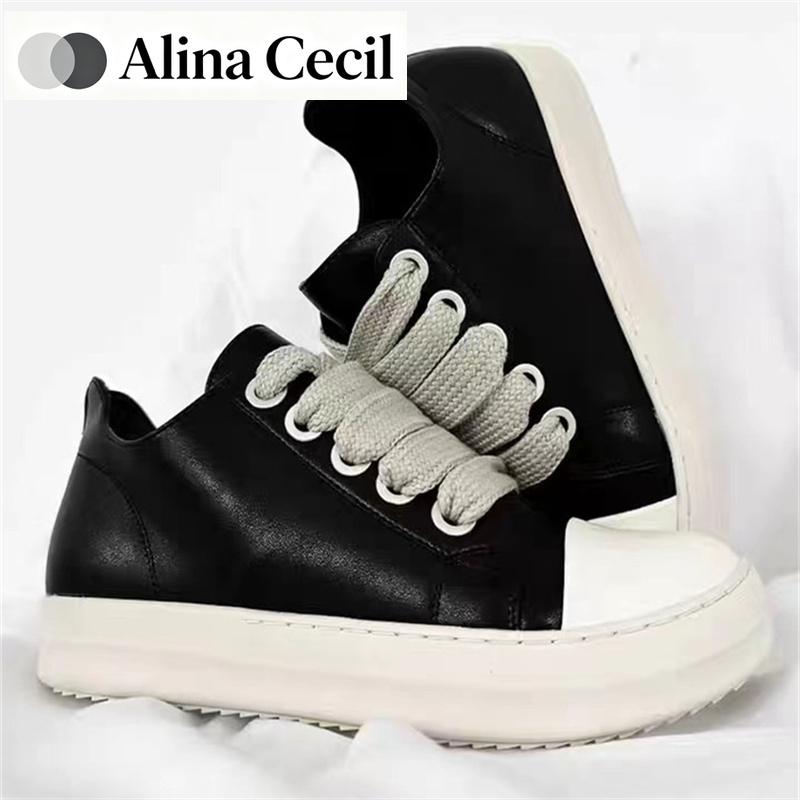 Herren Damen Plateau Sneaker Schwarzes Leder Reißverschluss Schnürung Freizeit Schuhe Dicke Sohle Sneaker Große Größe Chaussure Femme 2025