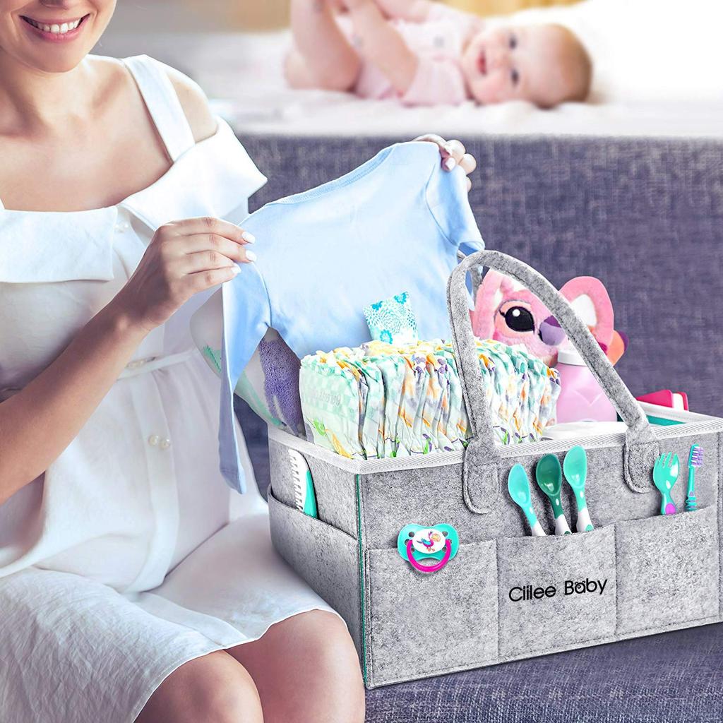 Durable and Reliable Diaper Storage Foldable Storage Baby Storage Diaper Baby Small Items Gray Baby Baby Car Travel Storage Bag Case, Box, Bag,