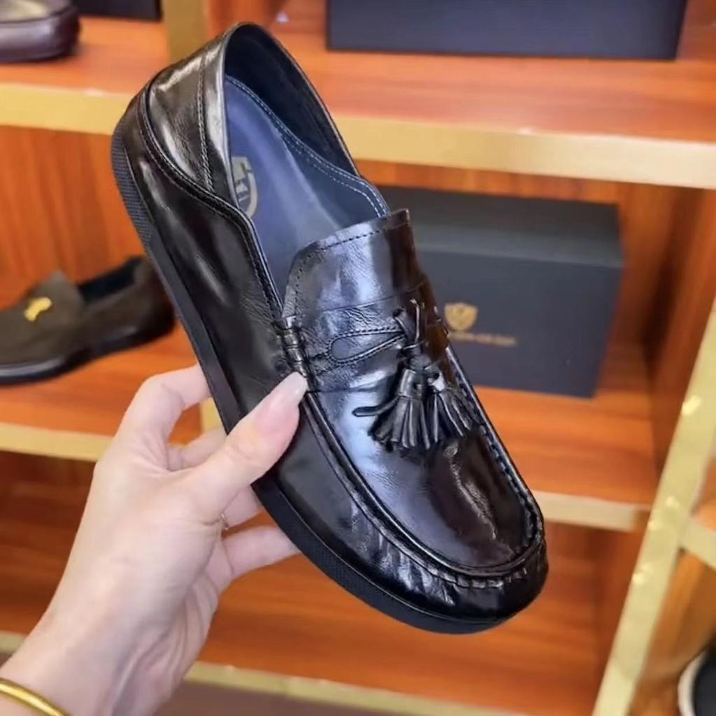 European New Shoes for Men Genuine Leather Casual Shoes Tassels Flat Leisure Driving Shoes Comfortable Slip-on Loafers