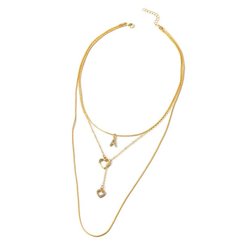 K gold letter necklace style jewelry versatile alloy love fringed three-layer necklace women