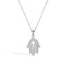 Trending Fashion Women Fine Jewelry 925 Sterling Silver Zircon Fatima Hand Pendant Necklace Rhodium Plated