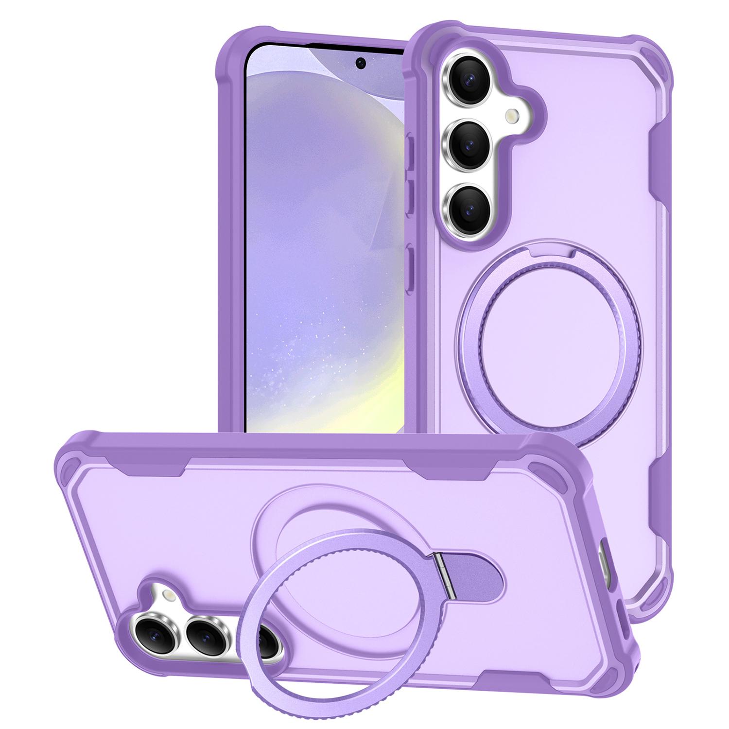 

For Samsung Galaxy S25+/S24+ Case Compatible with MagSafe Kickstand TPU+PC Shockproof Phone Back Cover Purple