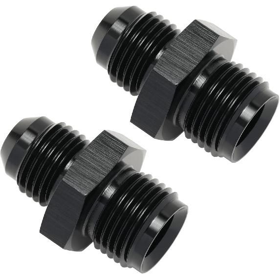 6AN Male to 5/8-18 Inverted Flare Adapter Fitting Connector Aluminum Black, Pack of 2