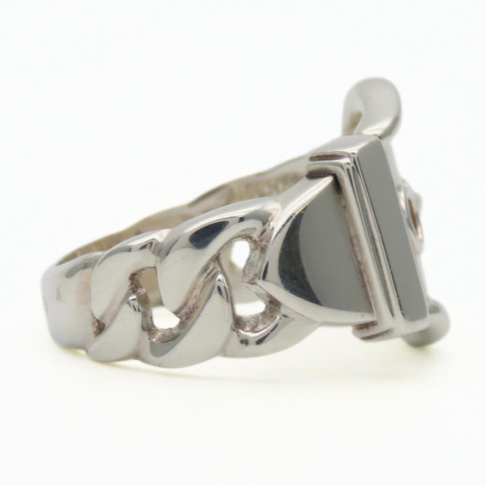 Used HERMES Ring Diane EU#52 53 Silver925 6.5g Silver belt