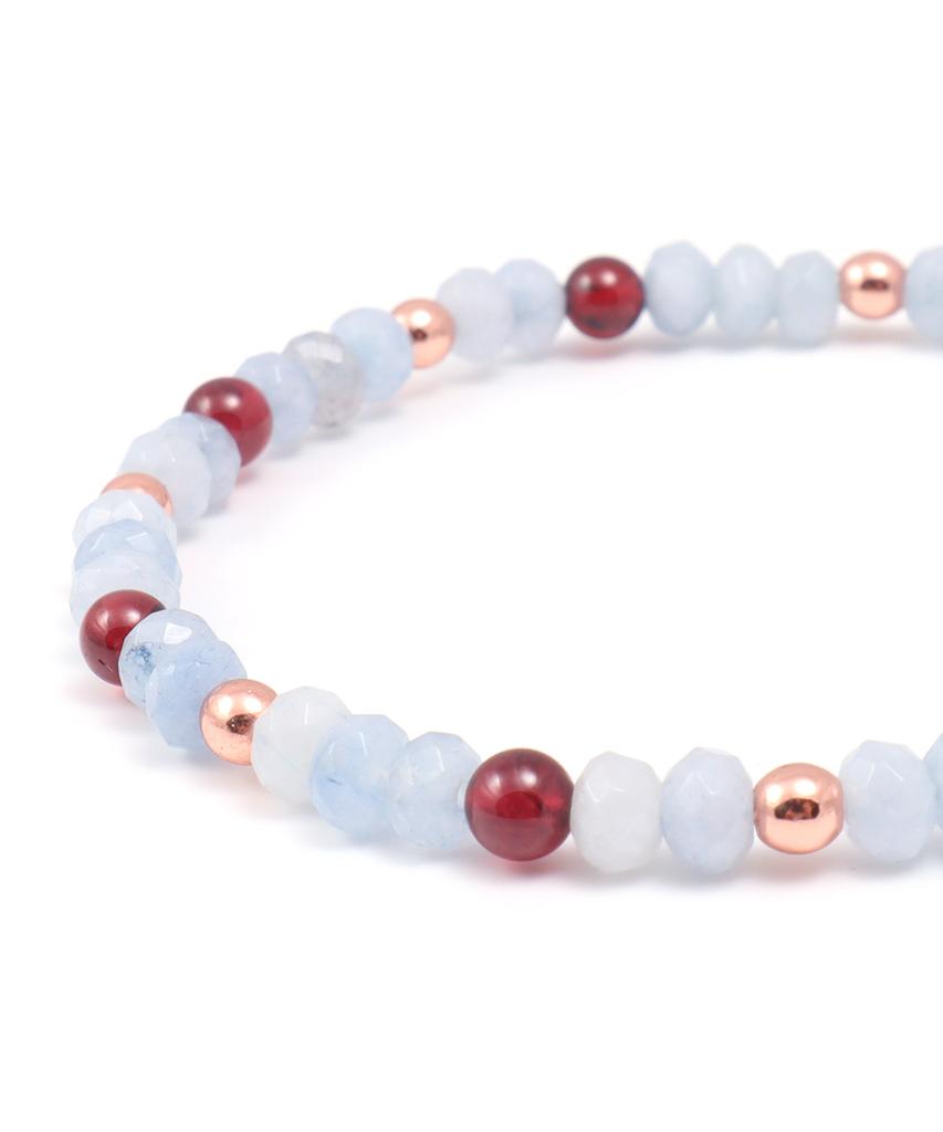 Polalita Sky Blue Beads Rose Gold Point Bracelet (Plt-Br-074_Gn)