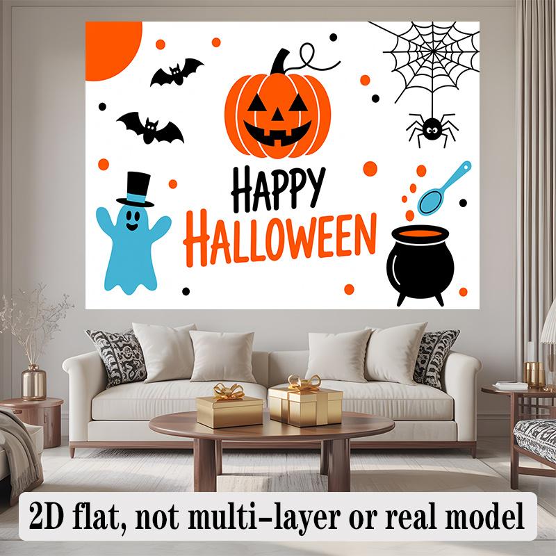 Party Backdrop Halloween Flat Banners Spider Pumpkin Spooky Wedding Winter Enthusiasts Event Backdrop Decoration Front Door Decor