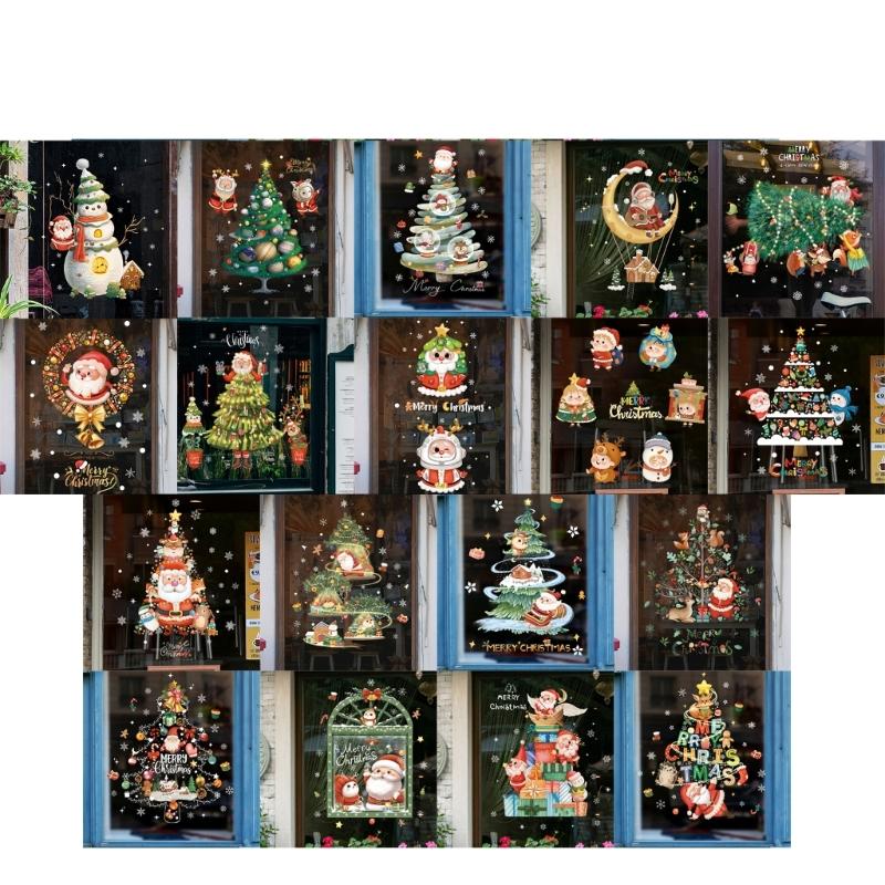 Christmas Window Stickers Merry Christmas Decoration for Home Kid Room Wall Mirror Glass Door Decals New Year Decoration