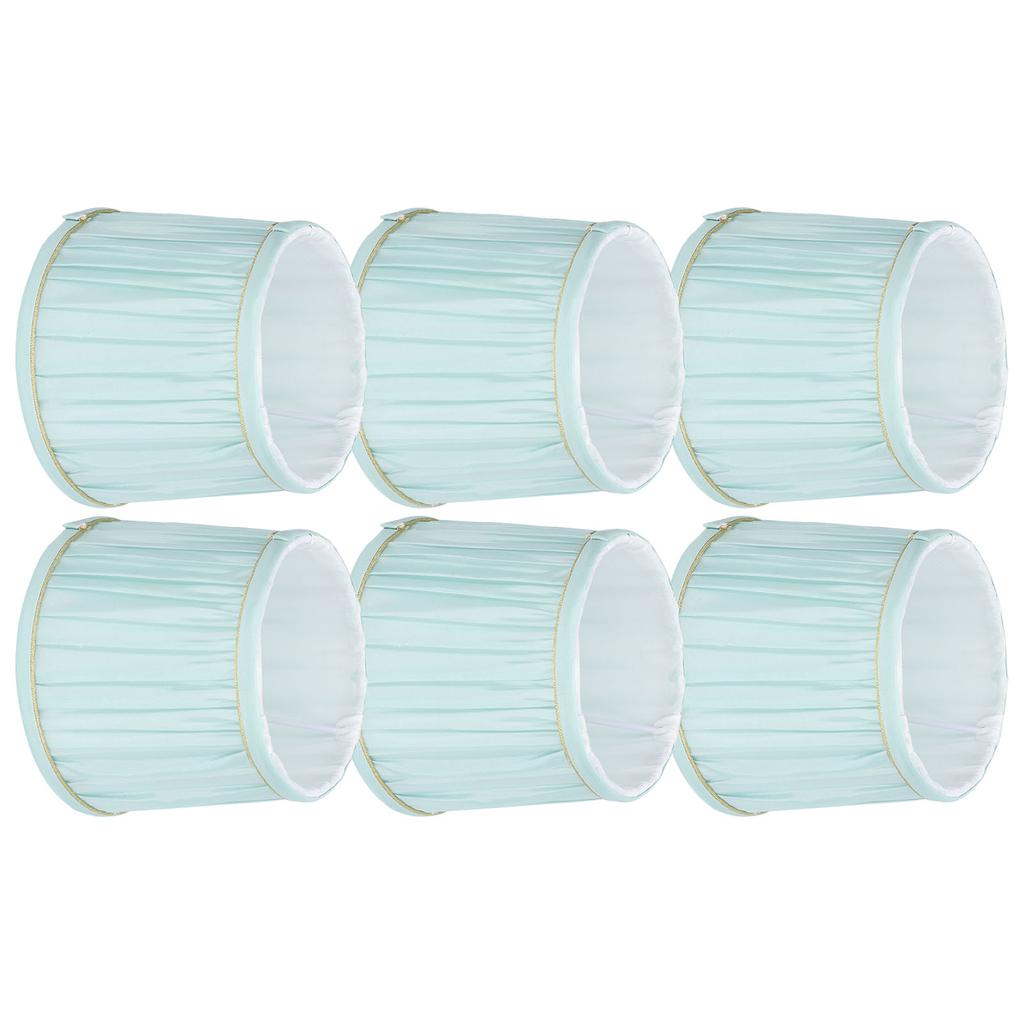 6PCS Simple Lamp Shade Fabric Light Blue Golden Edge Lampshade for E14 Wall Chandelier